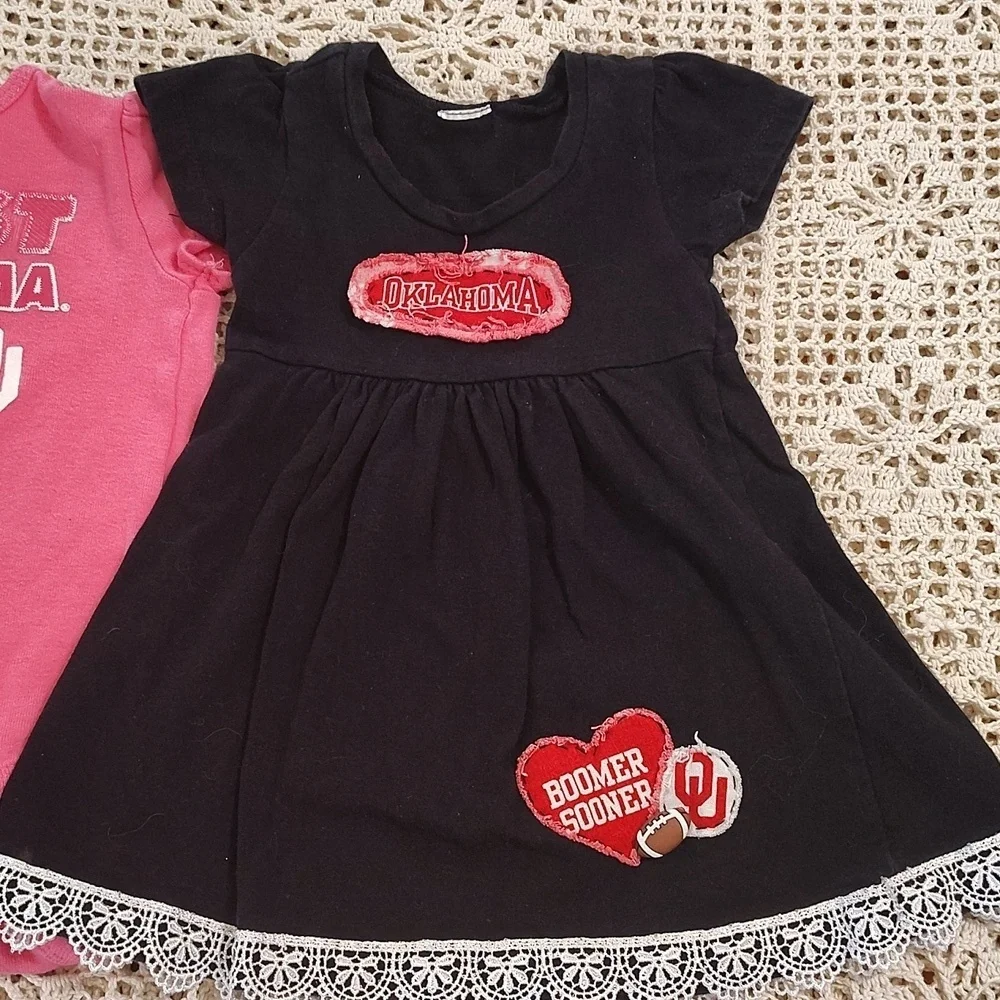 OU SOONERS Baby Bundle Lot Of 4 6-12 Months Onesie & Dress